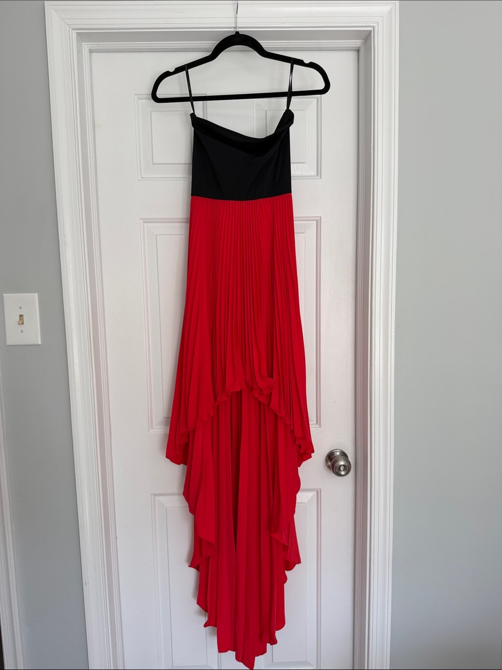 ALEXIS Pleated High-Low Maxi Dress